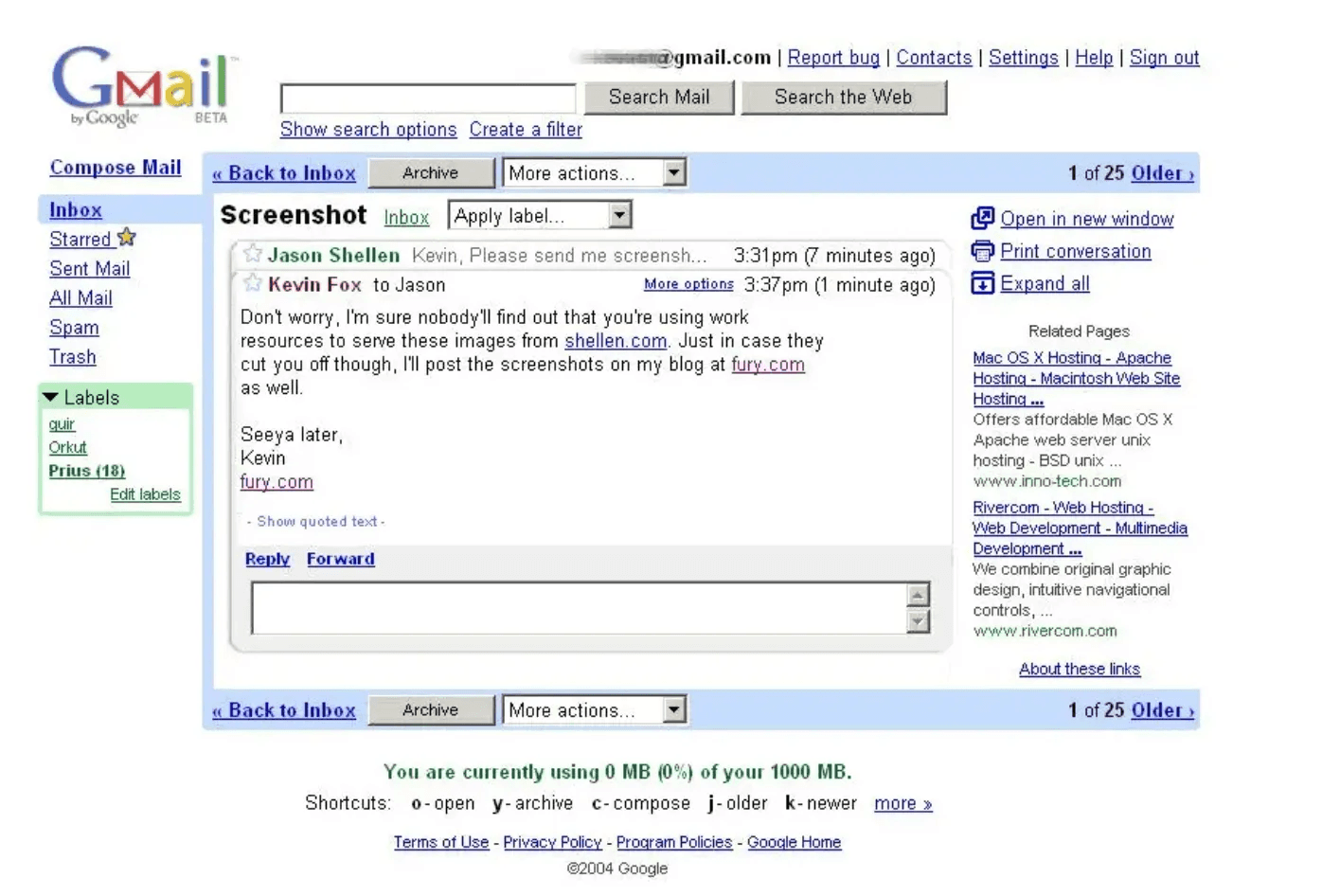 Gmail em 2004